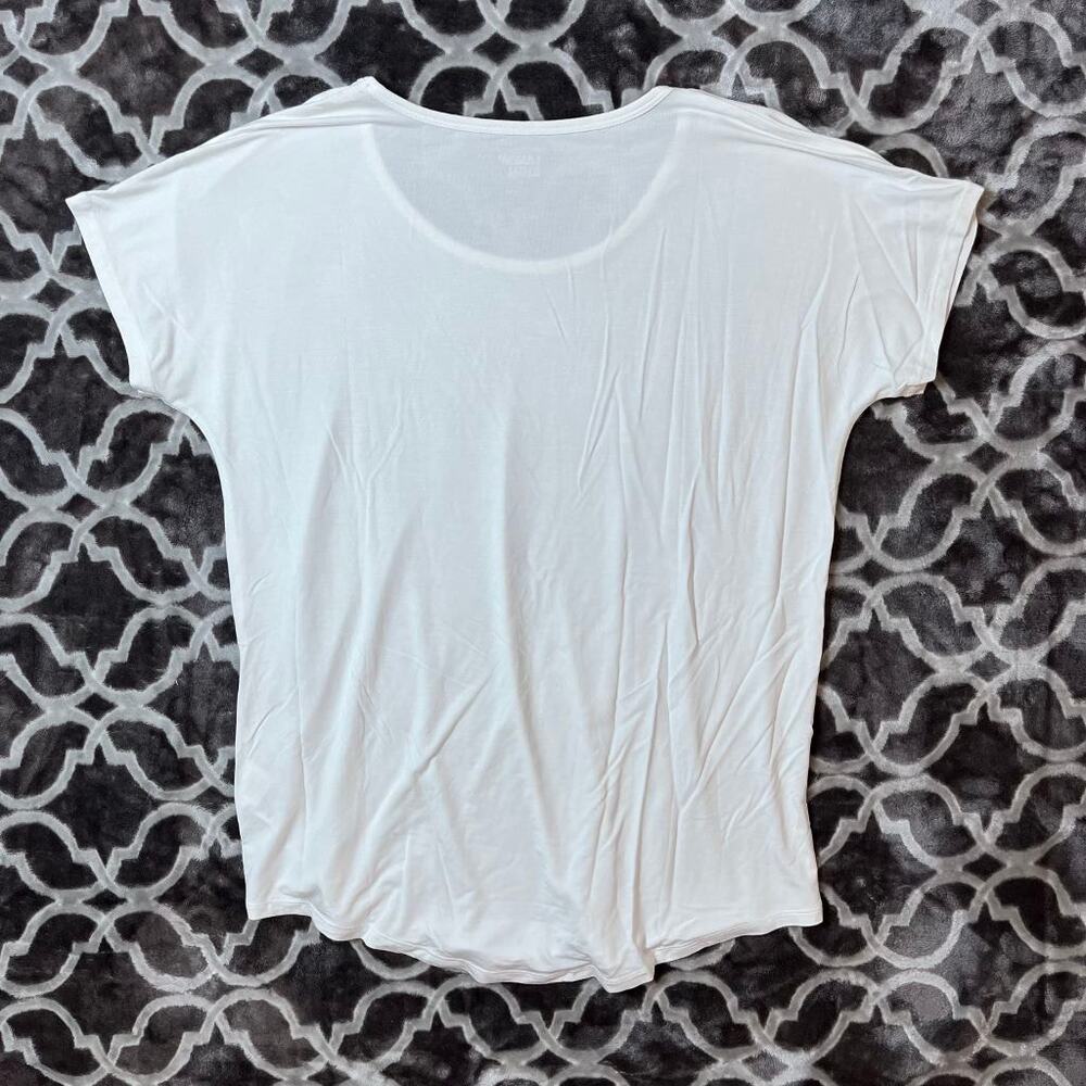 Lands End Plain White T Tee T-Shirt Womens Small S Staple Classic  Rounded Hem - Picture 3 of 6